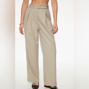 Dynamite Beige High-Waist Wide Leg Trousers